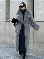 Big Lapel Long Fox Fur Coat image 4