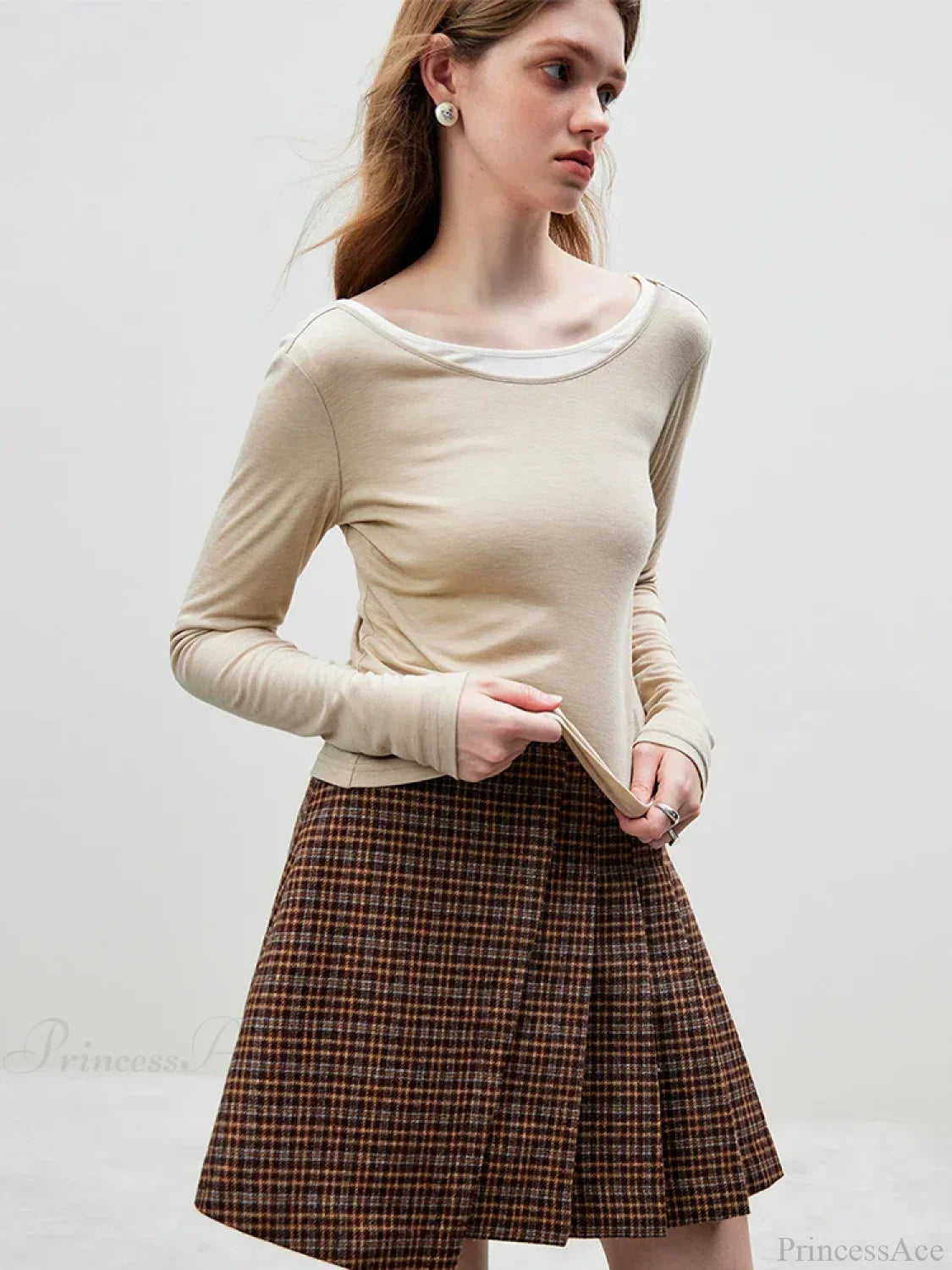 Big U - shaped Collar Slim Simple Basic Sweater image 3