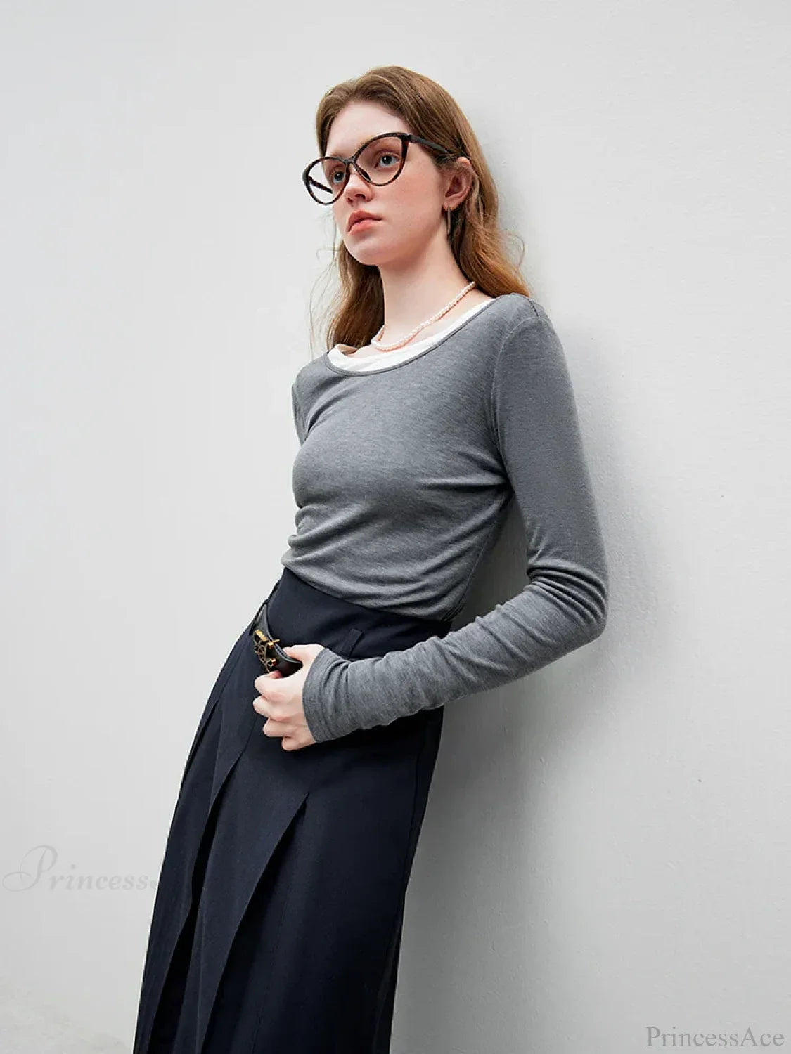 Big U - shaped Collar Slim Simple Basic Sweater image 2