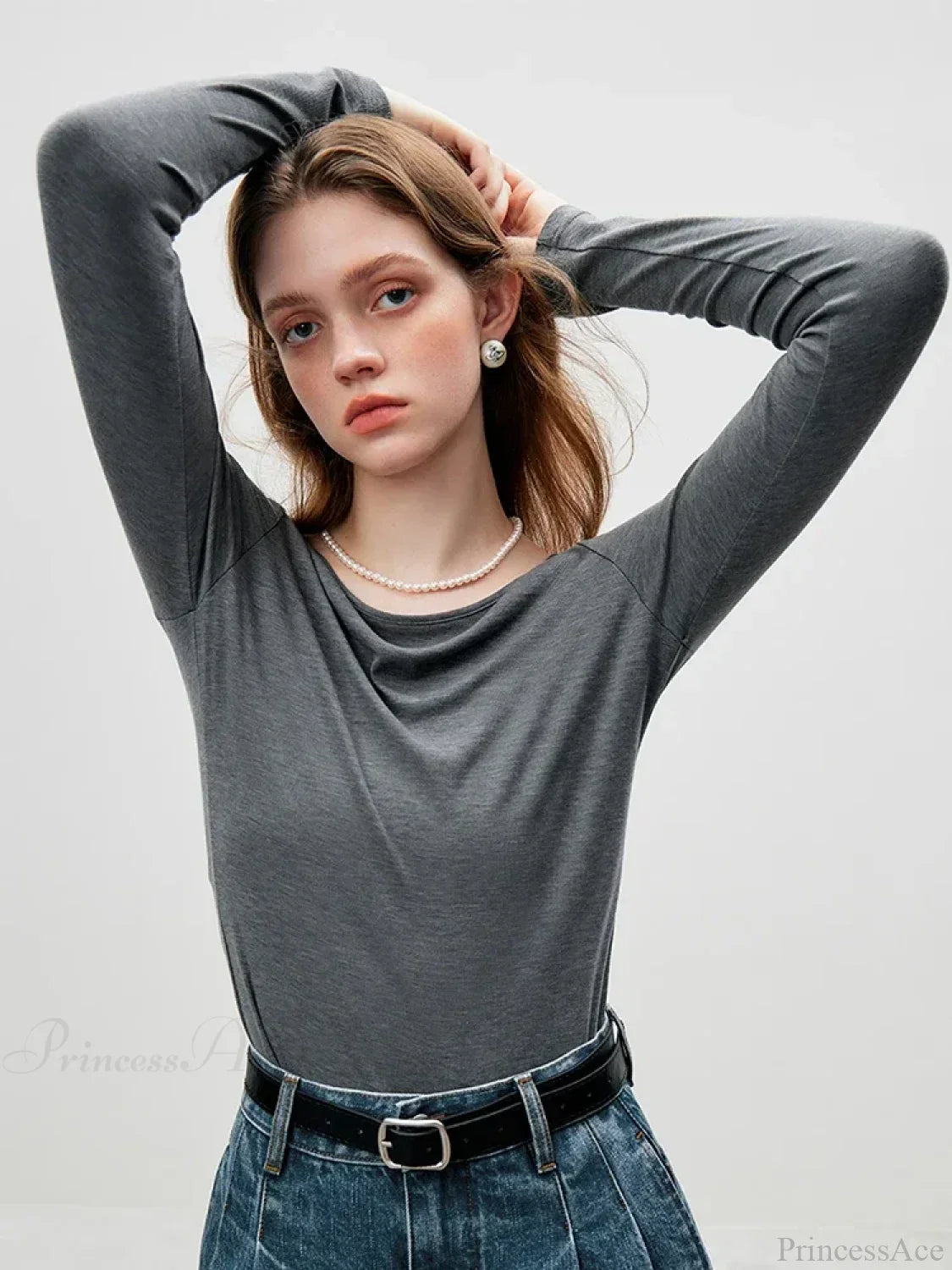Big U - shaped Collar Slim Simple Basic Sweater image 1