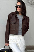 Biker Leather Collared Slim Coat image 1