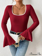 Binding Flounce Sleeve Scoop Neck Tee image 3
