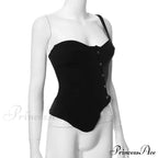 Black Asymetric Stylish Corset Top image 14