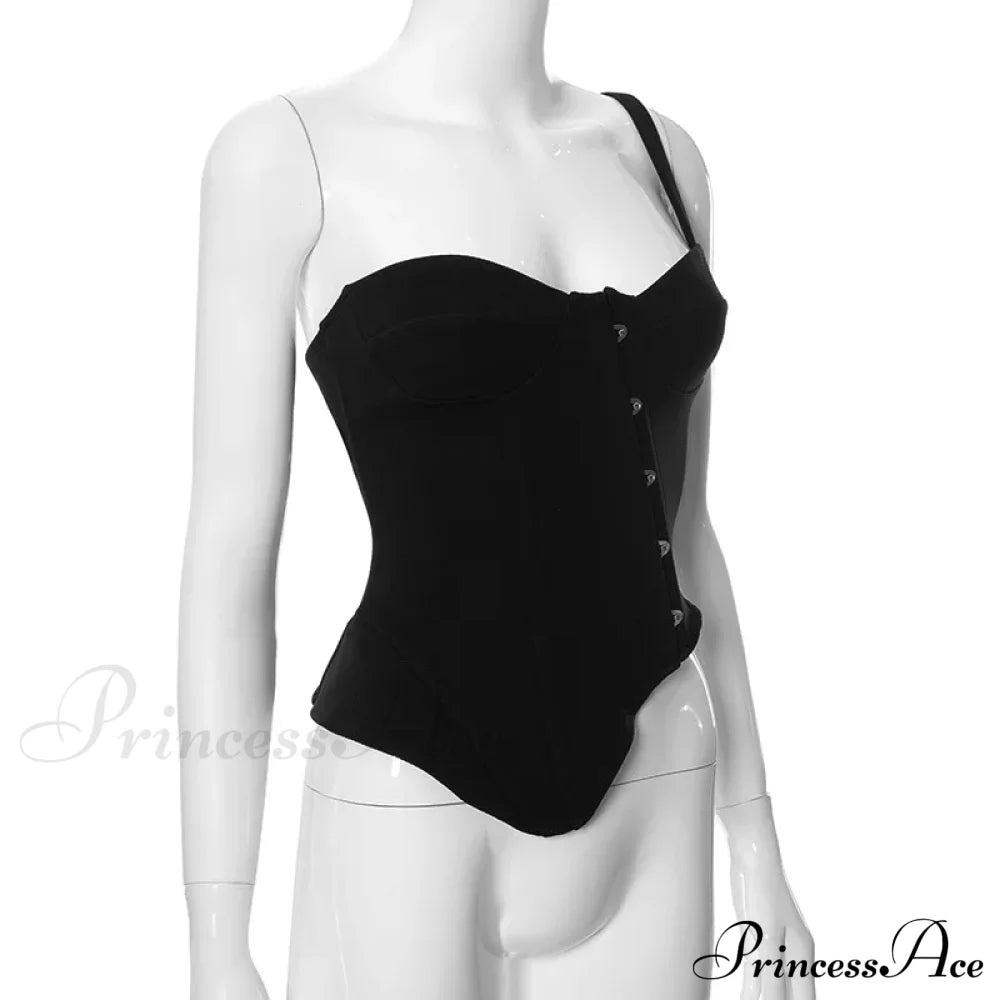 Black Asymetric Stylish Corset Top image 14