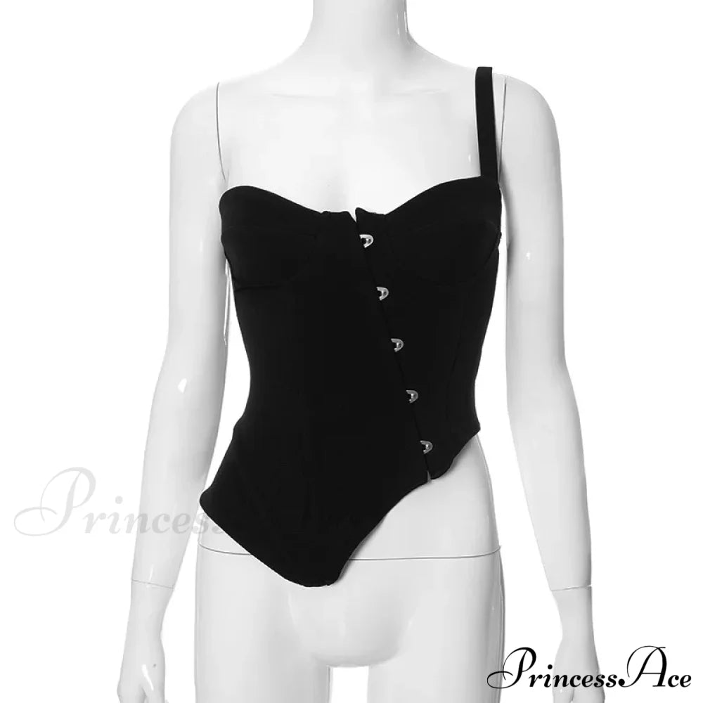 Black Asymetric Stylish Corset Top image 13