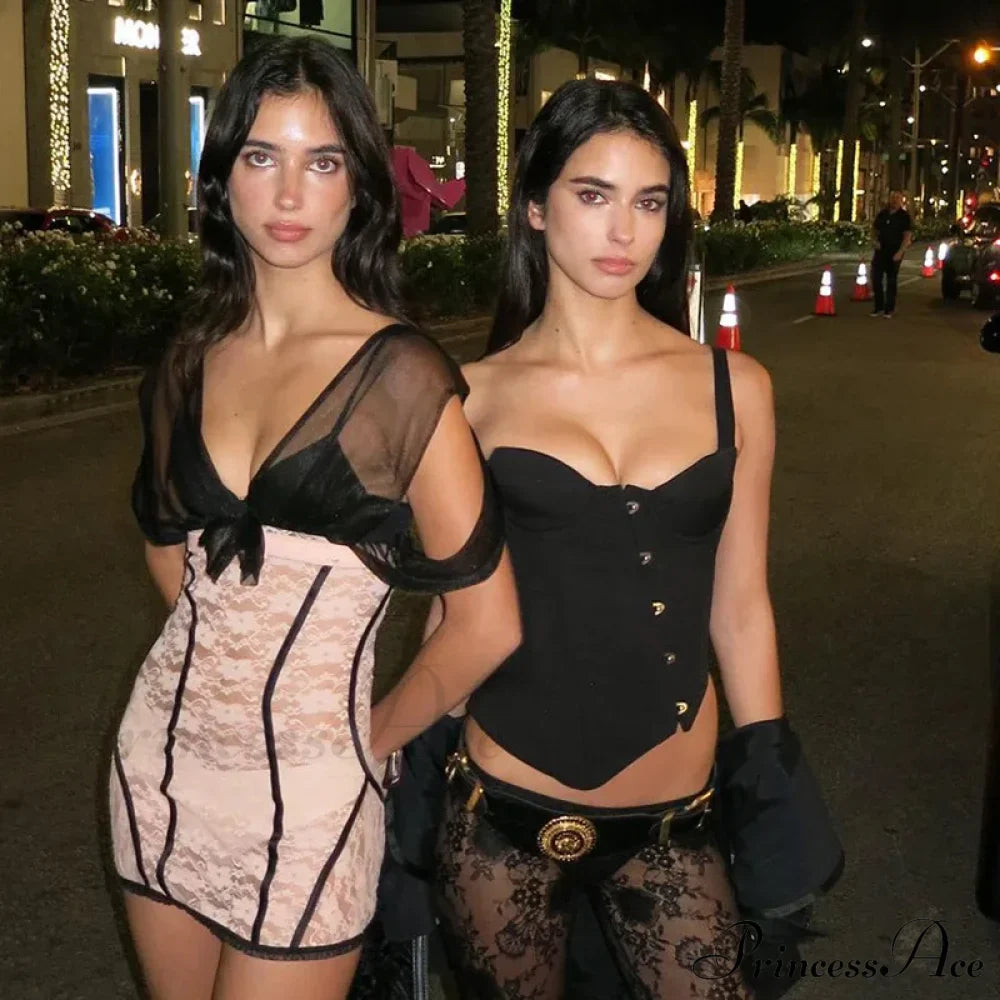 Black Asymetric Stylish Corset Top image 7