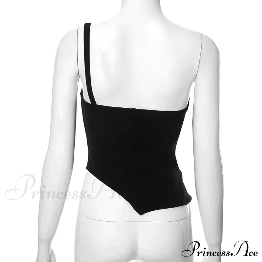 Black Asymetric Stylish Corset Top image 16