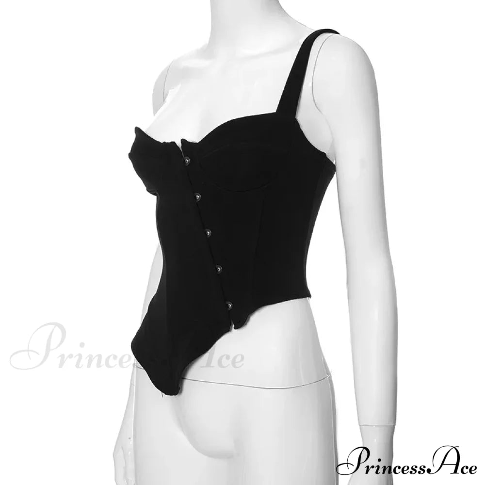Black Asymetric Stylish Corset Top image 15