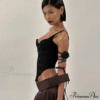 Black Asymetric Stylish Corset Top image 3