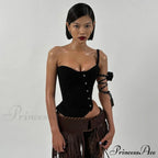 Black Asymetric Stylish Corset Top image 2