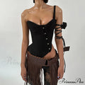 Black Asymetric Stylish Corset Top image 1