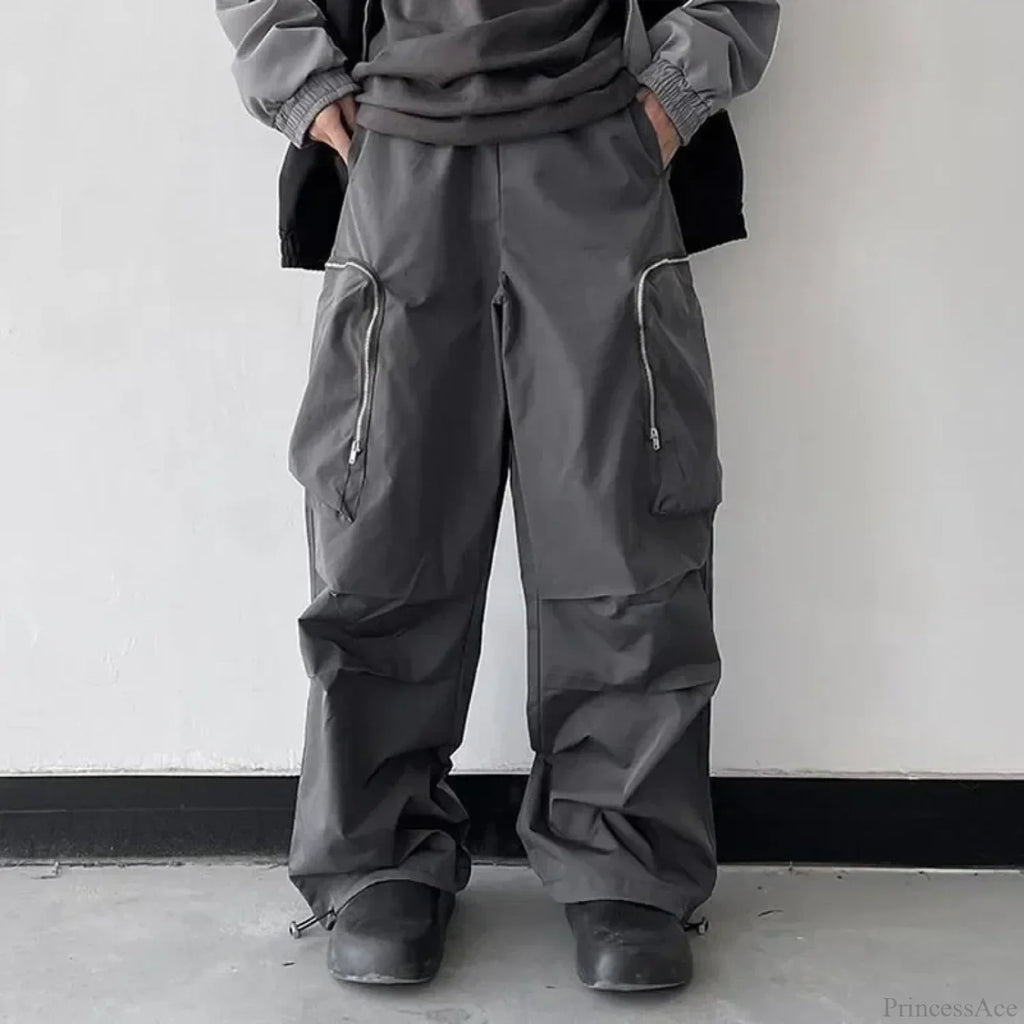 Black Baggy Cargo Streetwear Pants image 1
