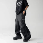 Black Baggy Cargo Streetwear Pants image 4