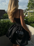 Black Ballon Puff Charming Tube Mini Dress image 6