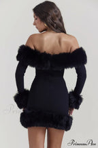 Black Bateau Stylish Neck Mini Dress image 2