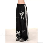 Black Bow Lace Y2K Women Vintage Pants image 3