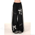 Black Bow Lace Y2K Women Vintage Pants image 2
