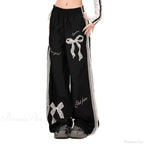 Black Bow Lace Y2K Women Vintage Pants image 4