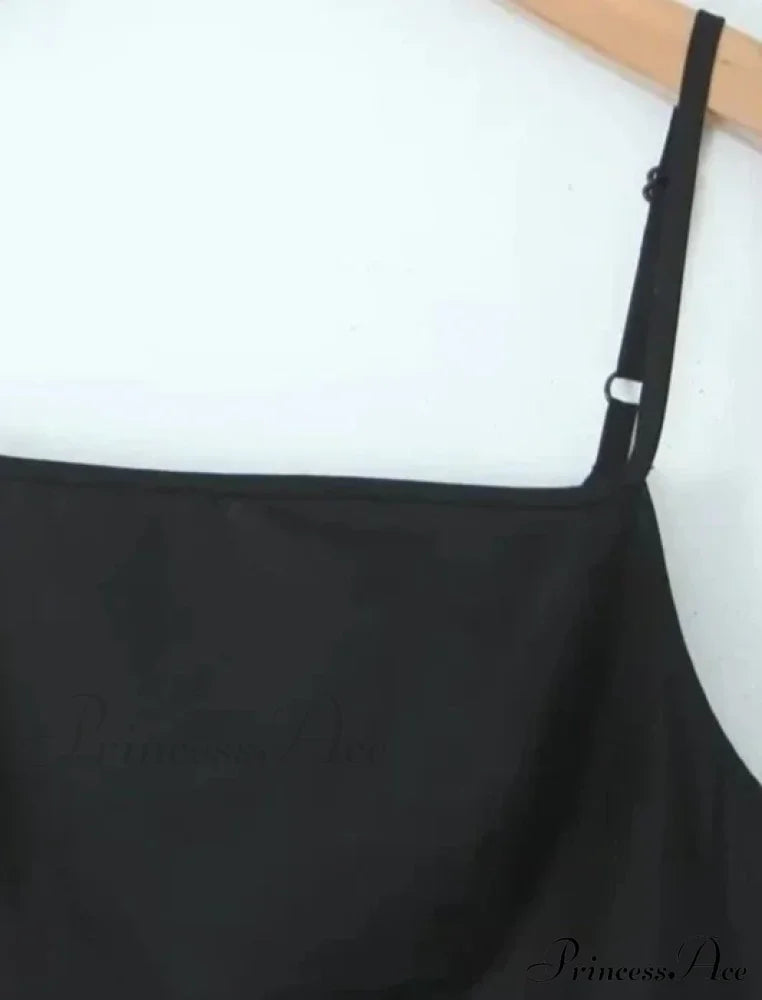 Black Bow Solid Charming Strap Midi Dress image 6