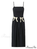 Black Bow Solid Charming Strap Midi Dress image 4