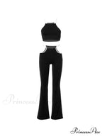 Black Button Graceful Down Corset Top image 7