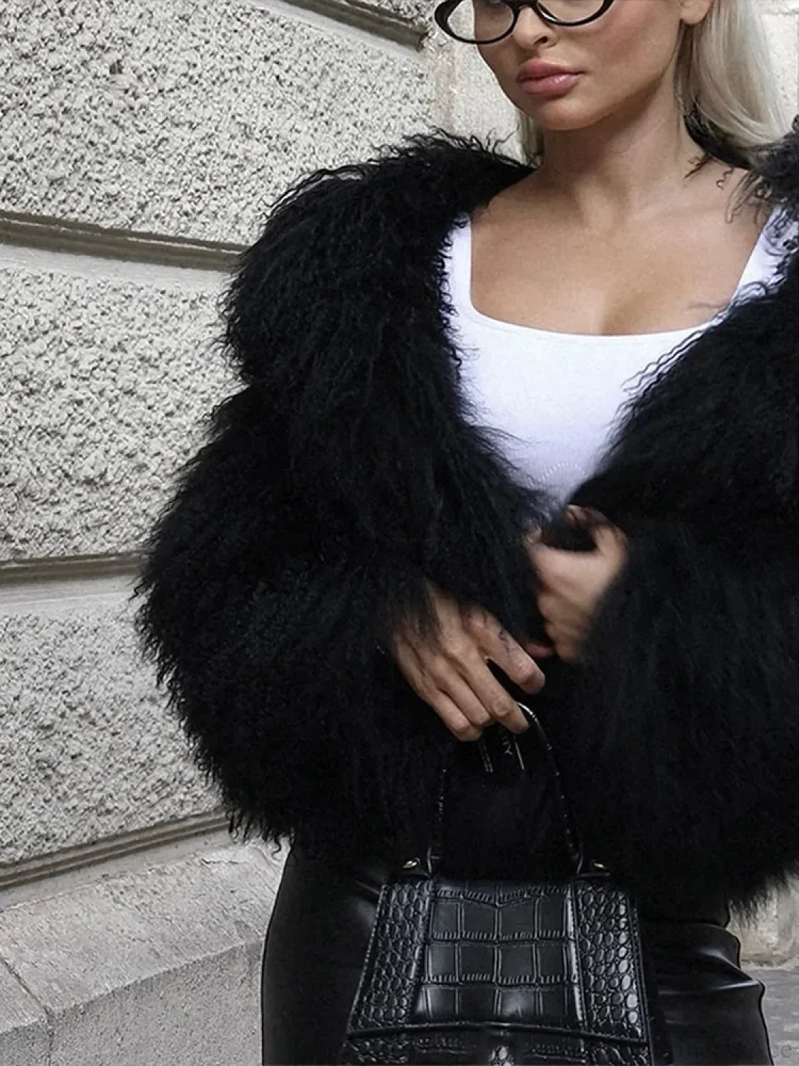 Black Casual Turn Down Collar Coat image 2
