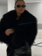 Black Casual Turn Down Collar Coat image 6