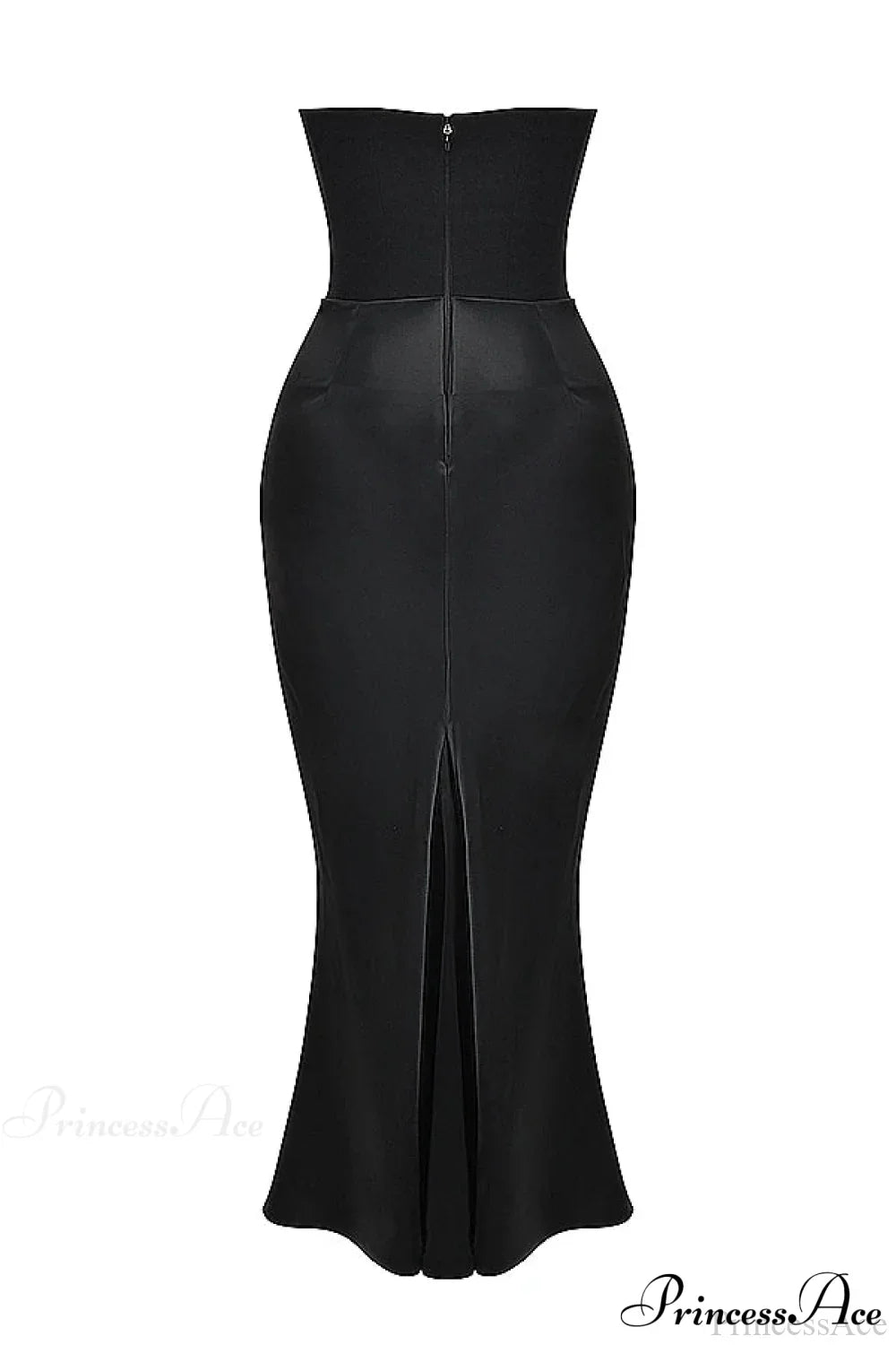 Black Corset Tube Charming Satin Maxi Dress image 5