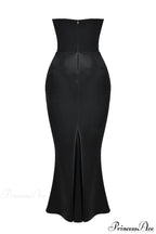 Black Corset Tube Charming Satin Maxi Dress image 5