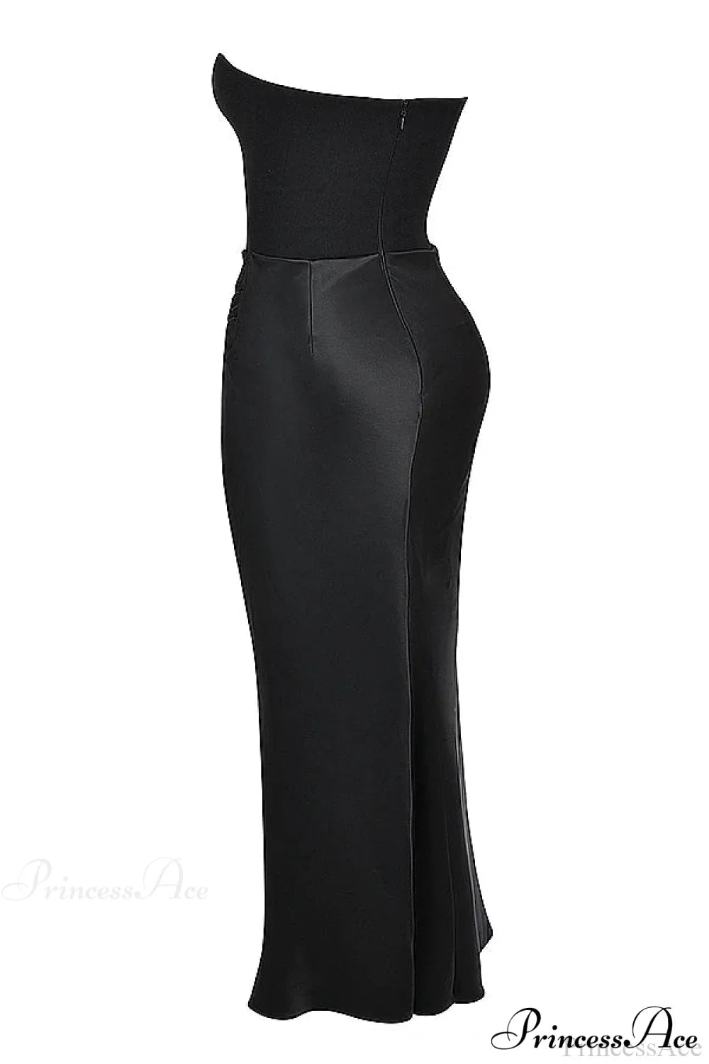 Black Corset Tube Charming Satin Maxi Dress image 4