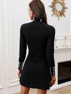 Black Crew Neck Long Sleeve Dress image 5