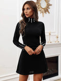 Black Crew Neck Long Sleeve Dress image 1