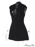 Black Deep Neck Charming Short Sleeve Mini Dress image 12