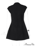 Black Deep Neck Charming Short Sleeve Mini Dress image 13