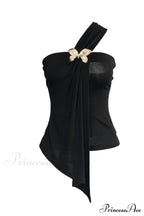 Black Draped Top Charming With An Asymmetrical Cut image 5