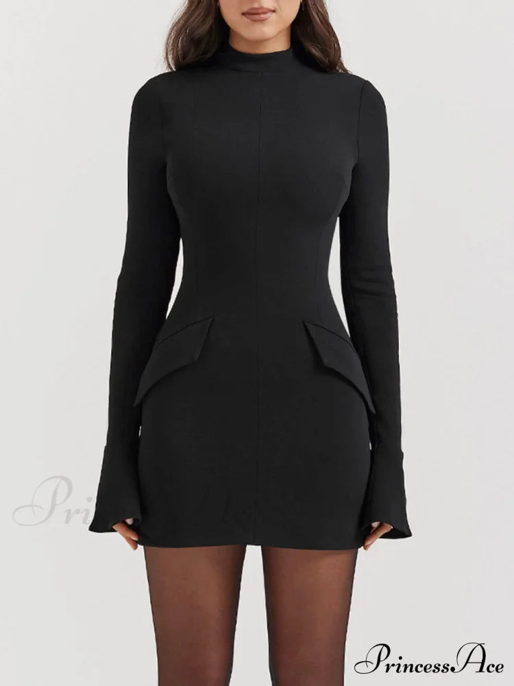 Black Elegant Mini Dress image 5