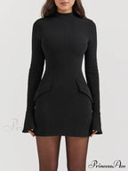 Black Elegant Mini Dress image 5