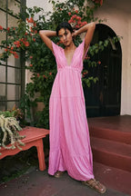 Black Embroidery Round Neck Flare Boho Dress image 5