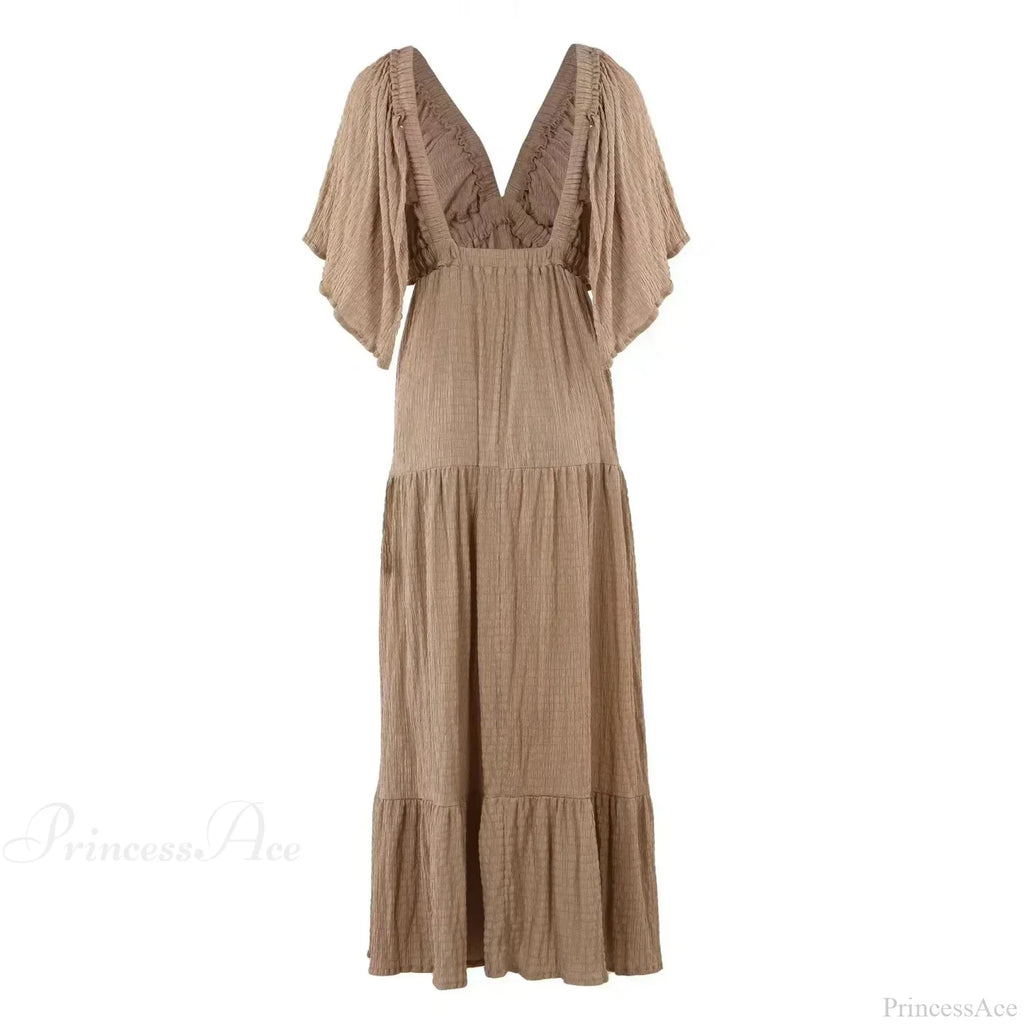 Black Embroidery Round Neck Flare Boho Dress image 10