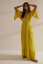 Black Embroidery Round Neck Flare Boho Dress image 17