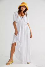 Black Embroidery Round Neck Flare Boho Dress image 13