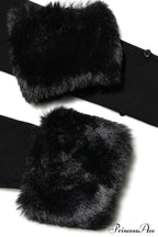 Black Faux Stylish Fur Trimmed Bustier image 9