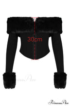 Black Faux Stylish Fur Trimmed Bustier image 6