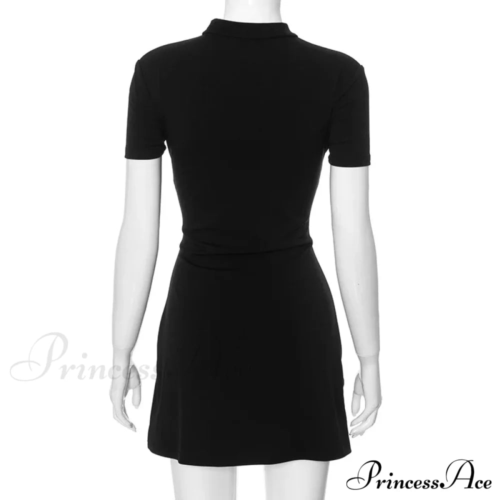 Black Front Hollow Charming Out Mini Dress image 9