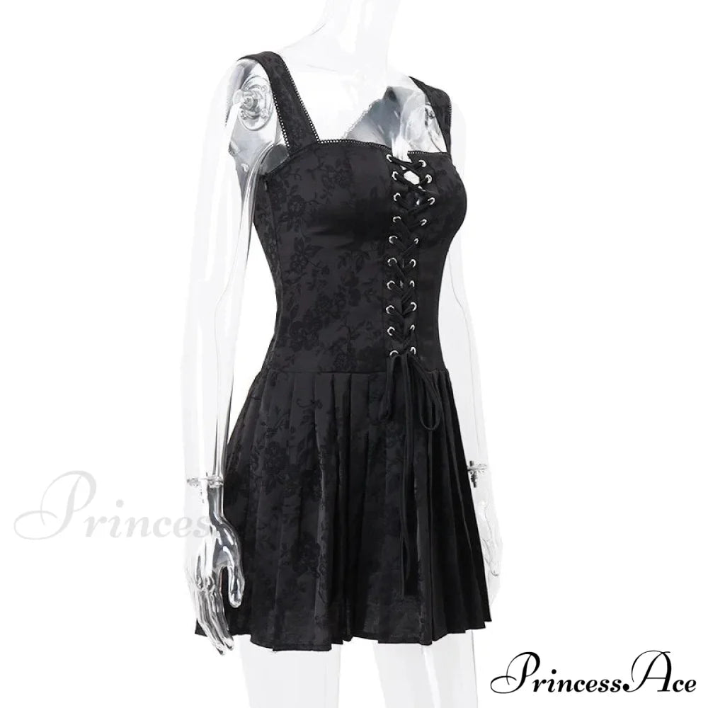 Black Front Stylish Lace-Up Mini Dress image 7
