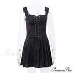 Black Front Stylish Lace-Up Mini Dress image 6