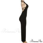 Black Halter Backless Maxi Graceful Dress With Back Straps image 6