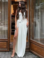 Black High Slit Maxi Vacation Dress image 3