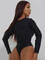 Black Hollow Button One Piece Swimsuit image 3
