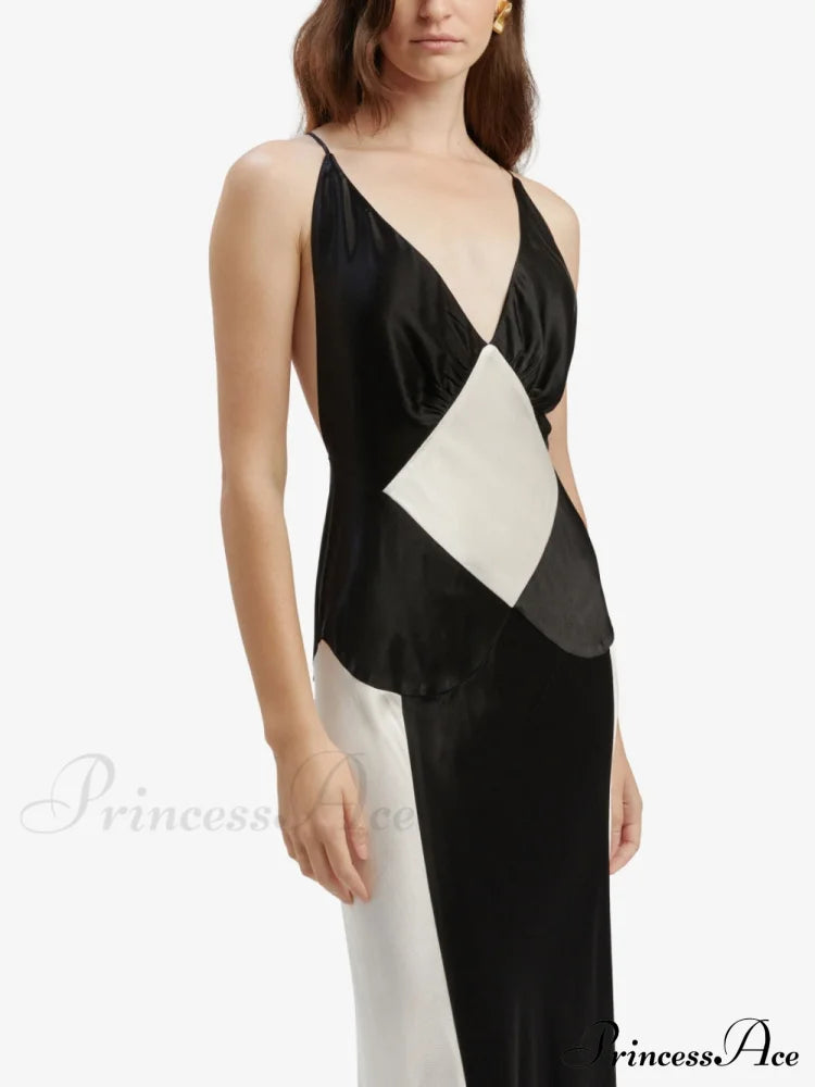 Black Ivory Stylish Contrast Maxi Dress image 3
